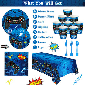 Tiamon 9-inch blue plates add gamer flair to meals.