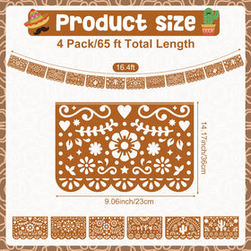Tiamon banner dark brown with cactus motif for fiesta decor