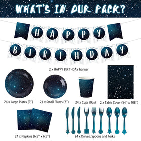 Tiamon galaxy space dessert plates 7-inch for treats at space party.