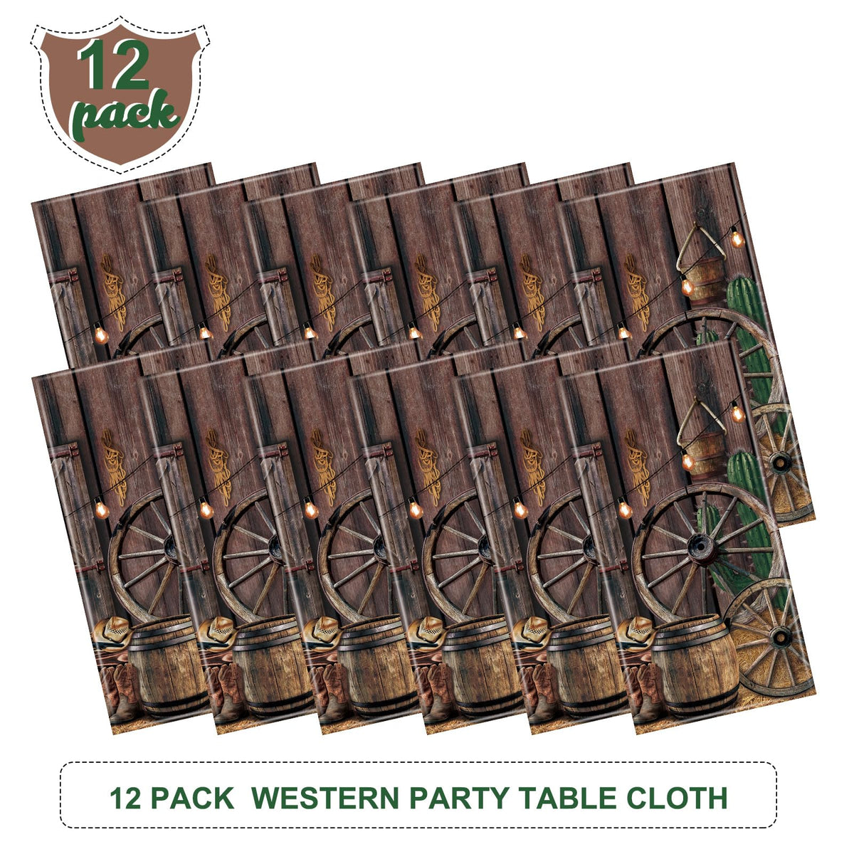 Tiamon LED wild west design tablecloth adds festive glow.