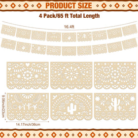 Tiamon light brown papel picado features cactus motifs for outdoor Cinco de Mayo décor.