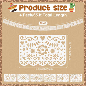 Tiamon papel picado banner 4-pack 16.4ft ideal for festive walls