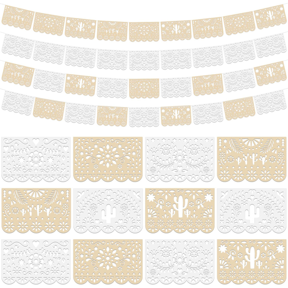 Tiamon papel picado banner 4pack ready to hang for festive Cinco de Mayo decor.