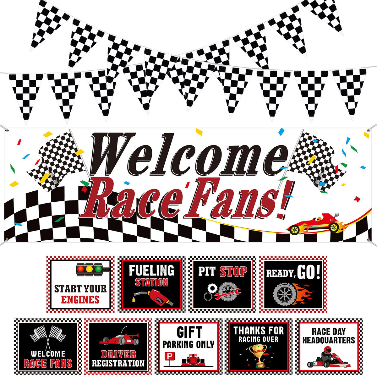 Tiamon racing pennant banner 8ft brightens party backdrop