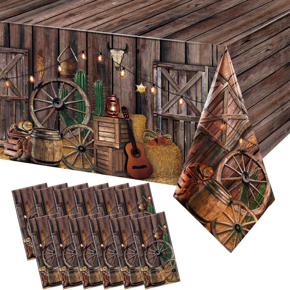 Tiamon Western tablecloth 12 pcs pack for easy setup and cleanup.