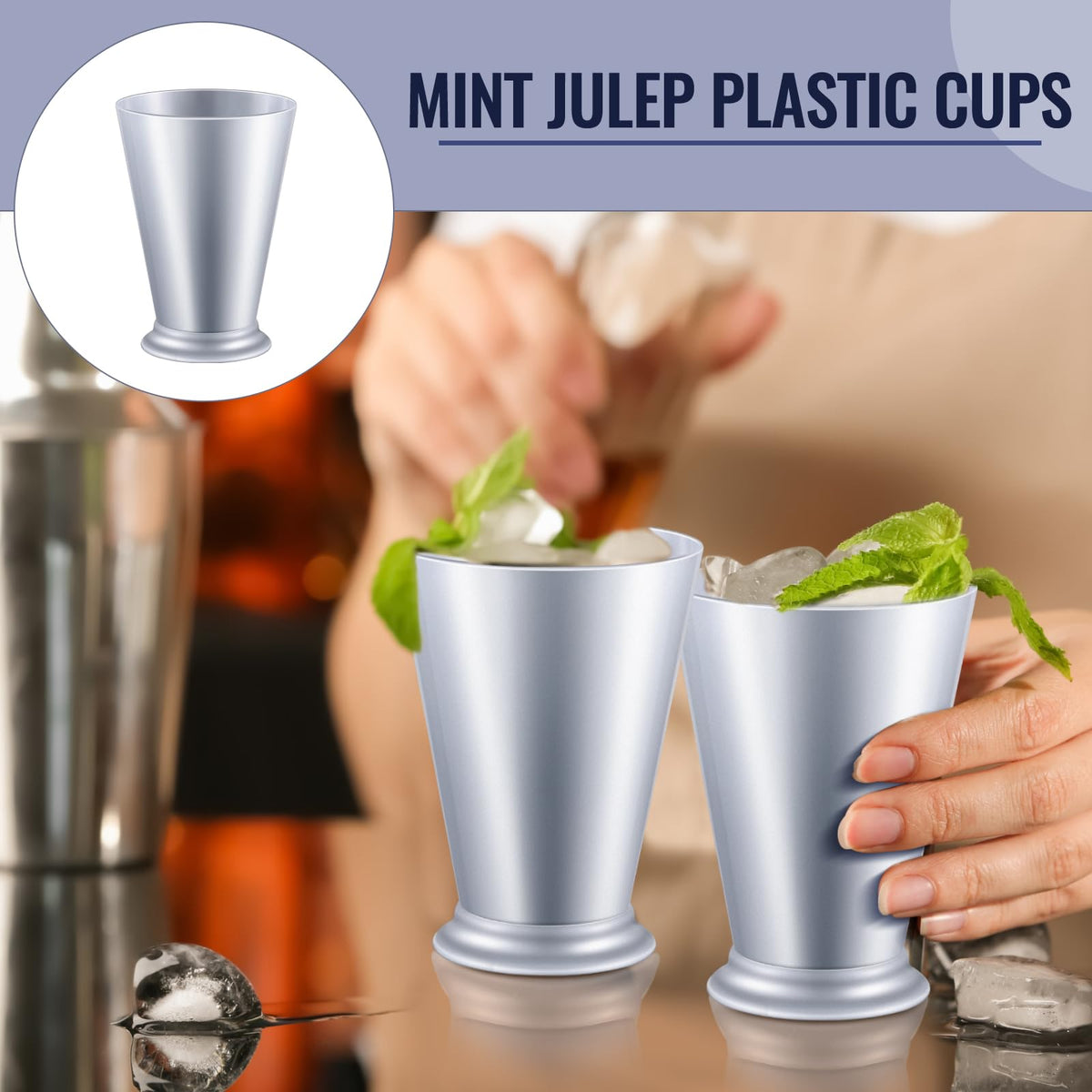 Tiangrid mint julep cups measure 4.72 inches tall for elegant presentation.