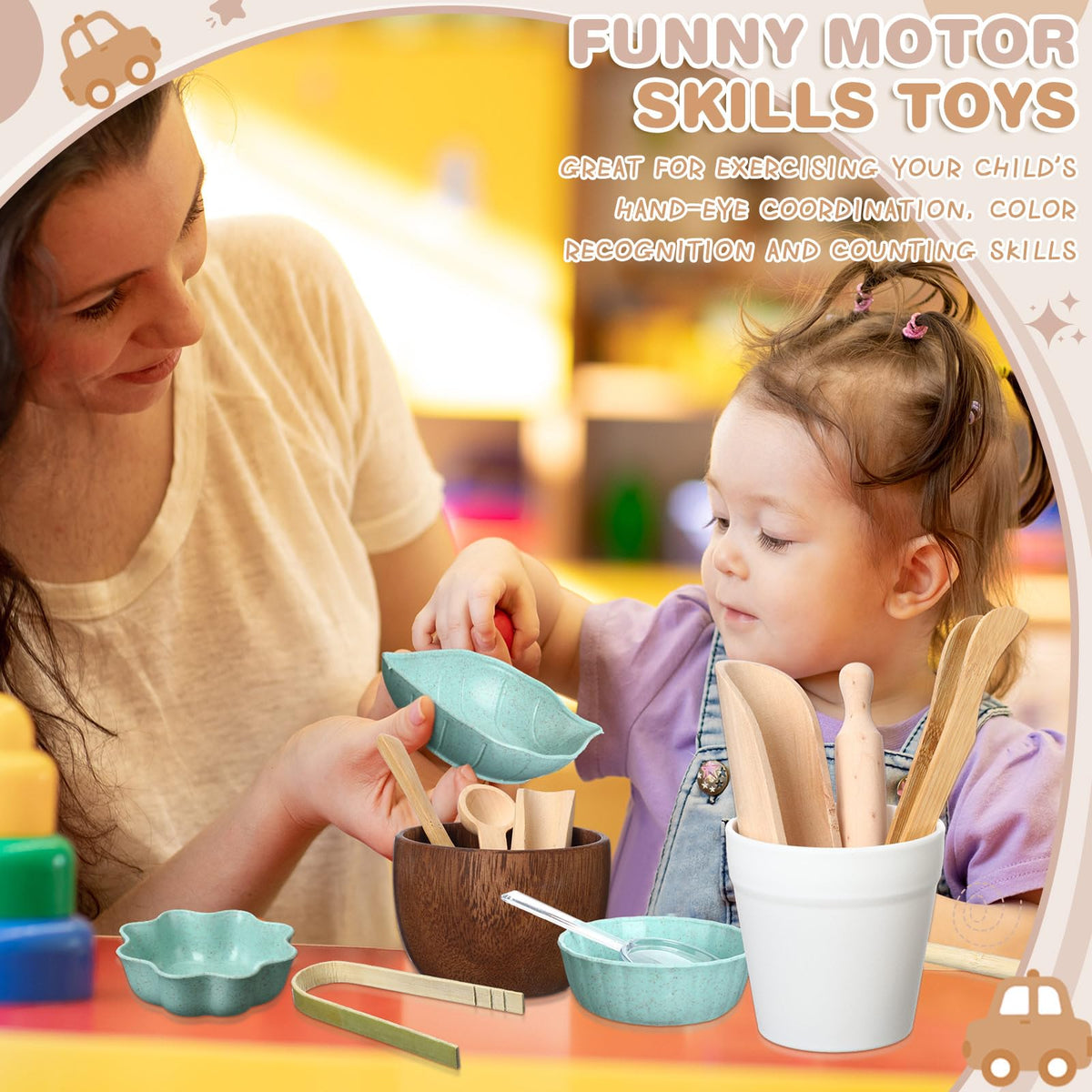 Tiangrid containers-bowls-plate show practical sorting and texture exploration for kids.