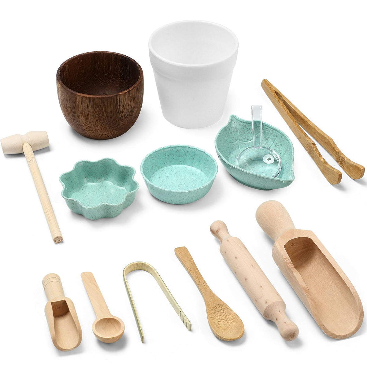 Tiangrid sensory bin tools with wooden spoons promote fine motor skill through hands-on play.