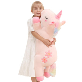 Tianmihou 32-inch pink unicorn plush, a perfect cuddle companion for kids.