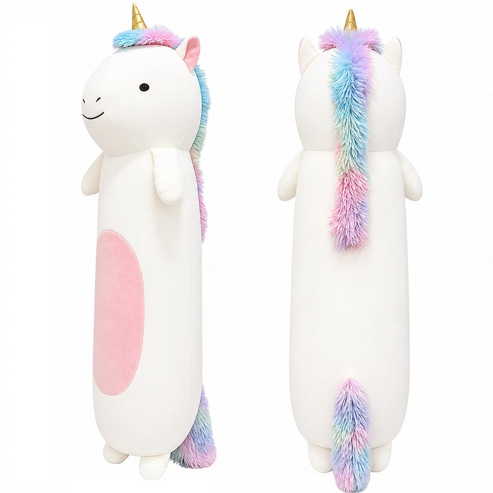 Tianmihou 36-inch unicorn plush body pillow with cuddly surface for naps.