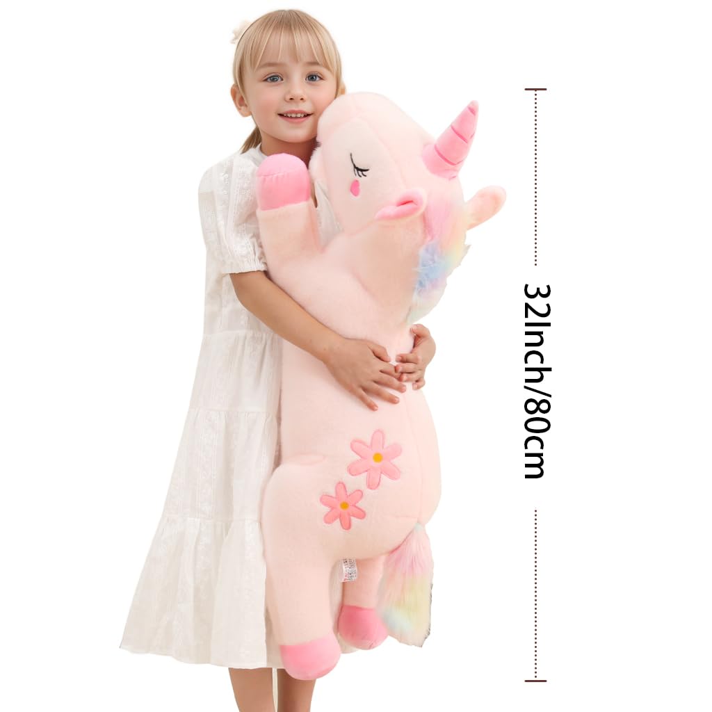 Tianmihou giant pink unicorn body pillow offers soft bedtime support.