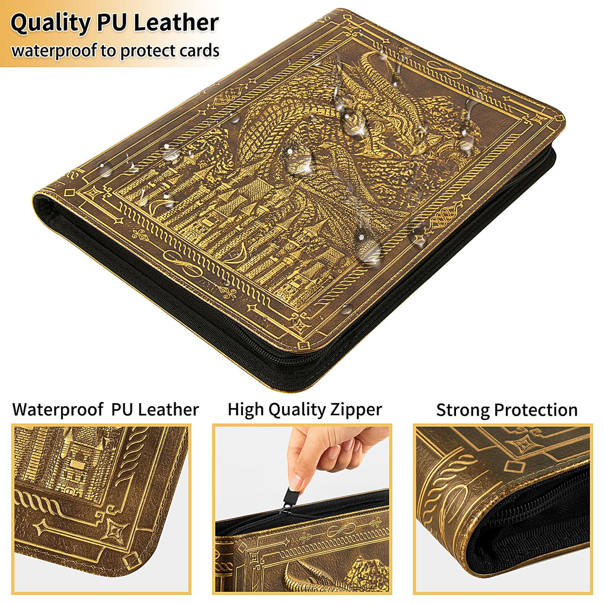 TIANREN 3D PU leather cover with dragon-castle design for unique display