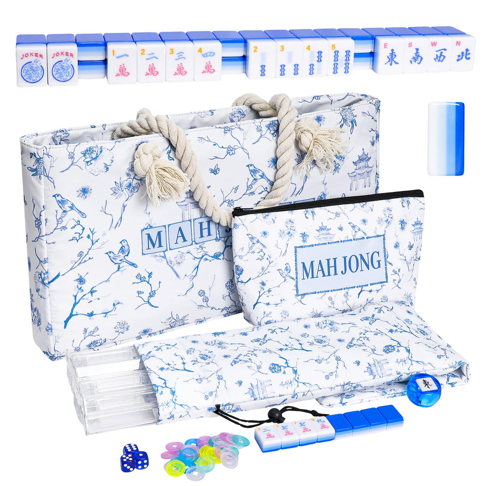 TIASUSAN 4-layer engraved American Mahjong tiles in blue for easy pattern recognition