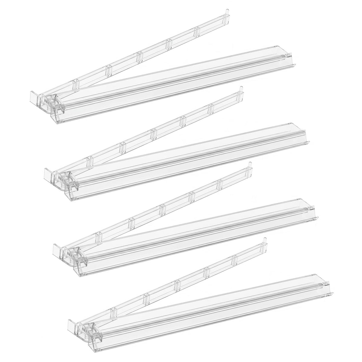 TIASUSAN clear mahjong racks with pushers in front view showing organized tile setup