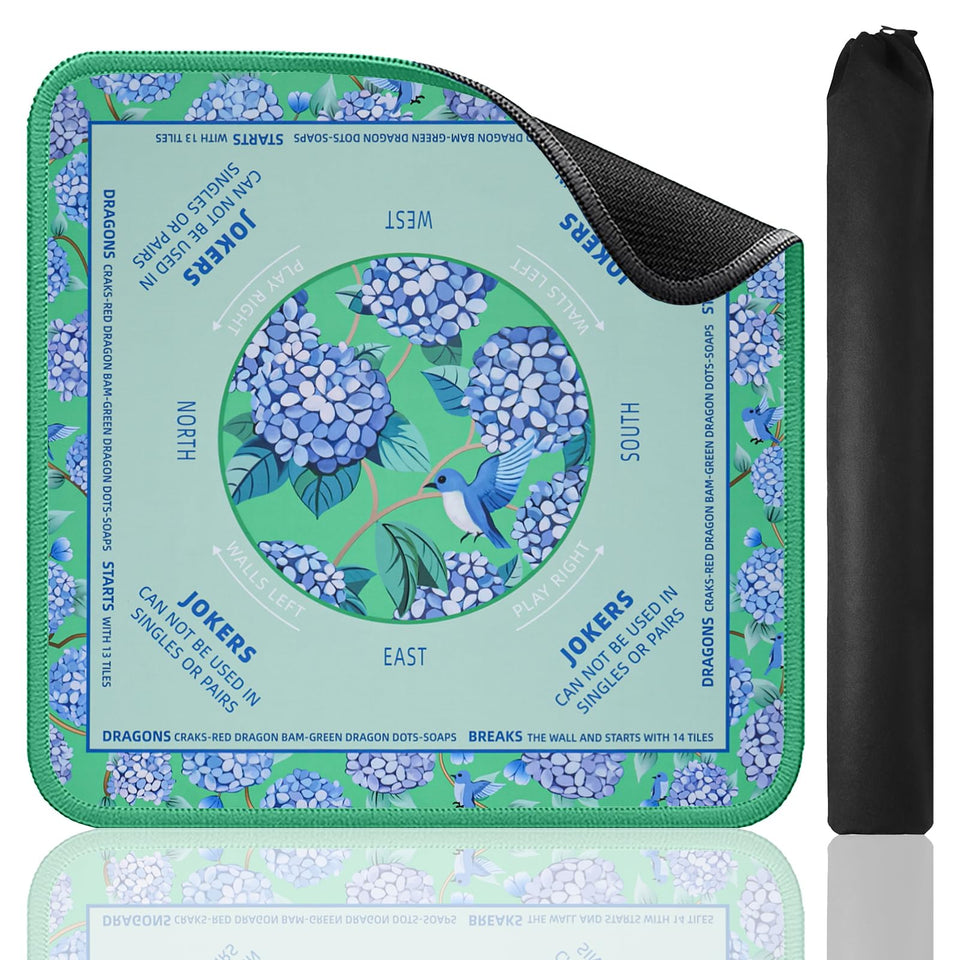 TIASUSAN dark green mahjong mat rolled for compact storage and portability.