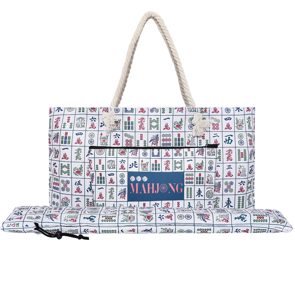 TIASUSAN empty printed mahjong bag with spacious main compartment for a full American set.