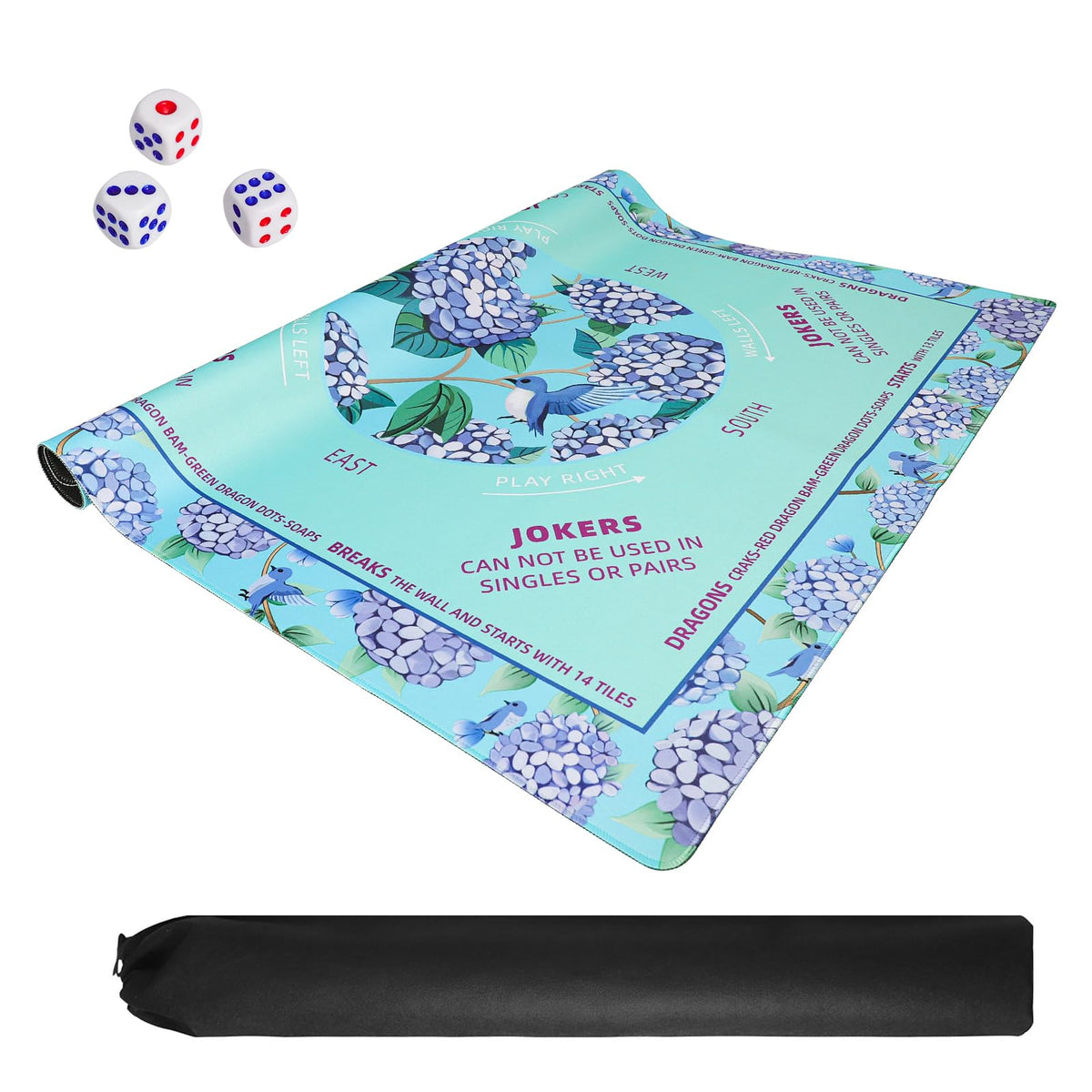 TIASUSAN Green Mahjong Learning Mat anti-slip backing keeps play steady