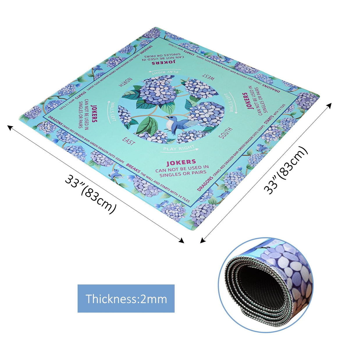 TIASUSAN Green Mahjong Learning Mat carried in its bag for portability