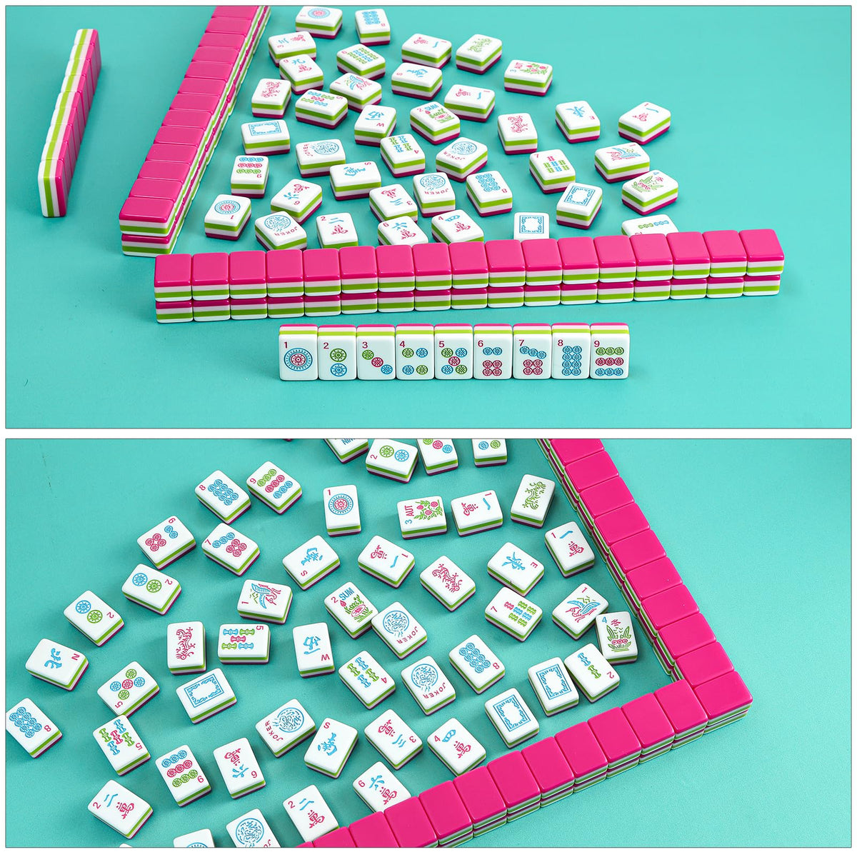 TIASUSAN green mahjong mat used for mahjong, poker, dominoes, and board games.