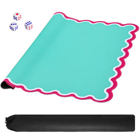 TIASUSAN green mahjong mat rolled up for easy storage in the carry bag.
