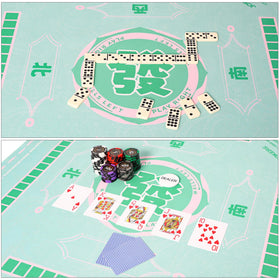 TIASUSAN green mahjong mat with tiles in a real gameplay setup