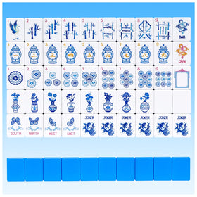 TIASUSAN light blue American Mahjong tiles, 160-piece set for durable game play.