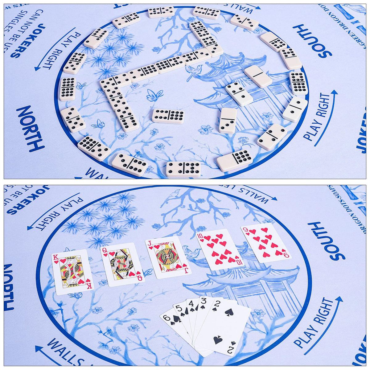 TIASUSAN Light Blue Mahjong Learning Mat on table illustrating protective surface during play.