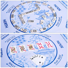 TIASUSAN Light Blue Mahjong Learning Mat on table illustrating protective surface during play.