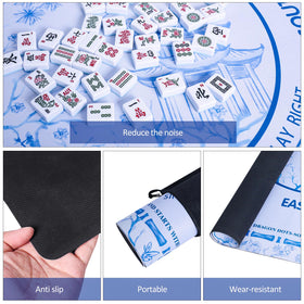 TIASUSAN Light Blue Mahjong Learning Mat tiles on surface for Mahjong and board games.
