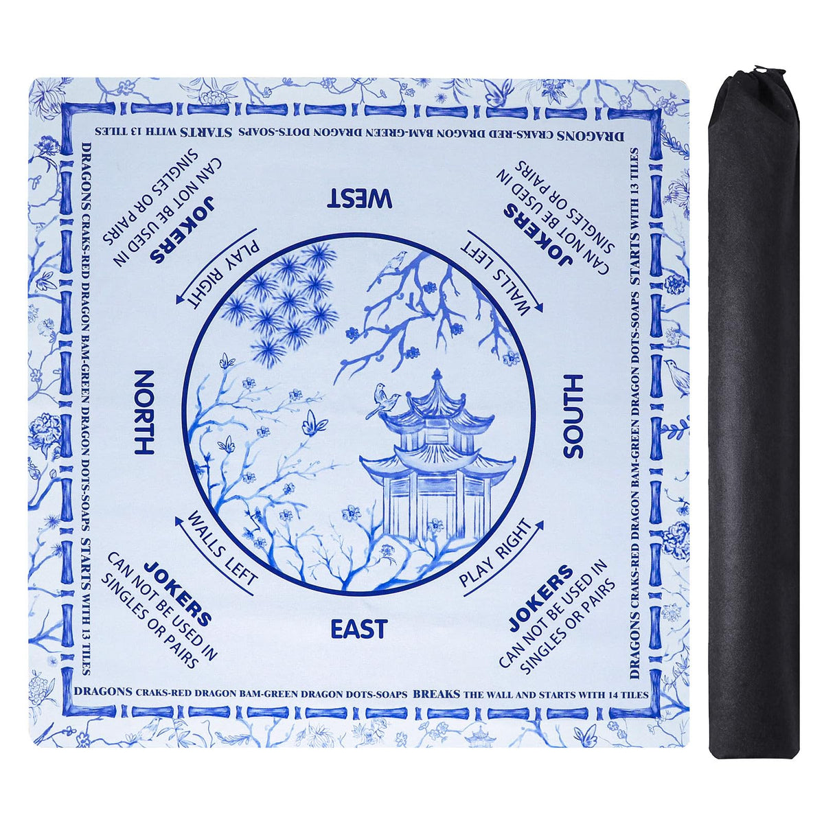 TIASUSAN Light Blue Mahjong Learning Mat top view for stable anti-slip play.