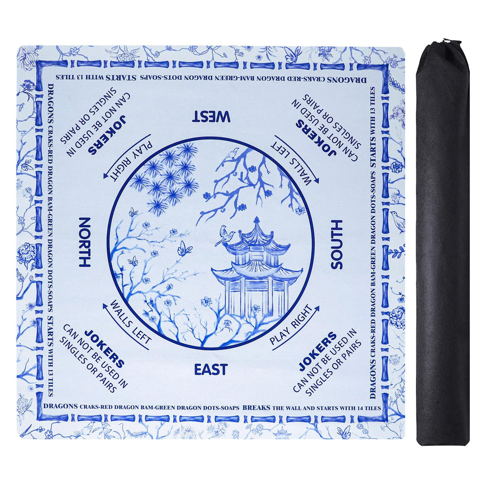 TIASUSAN Light Blue Mahjong Learning Mat top view for stable anti-slip play.