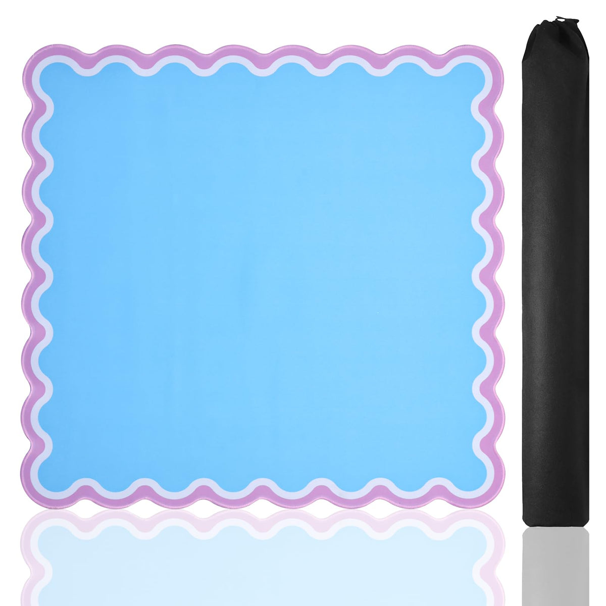 TIASUSAN light blue Mahjong mat rolled in carrying bag for easy storage and transport.