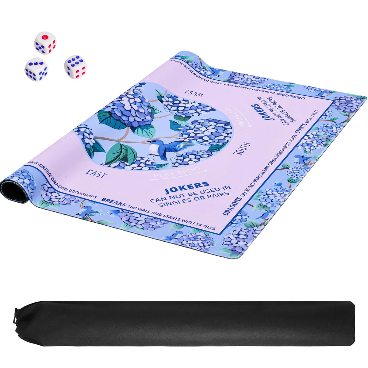TIASUSAN Mahjong mat includes 3 dice for quick setups across games