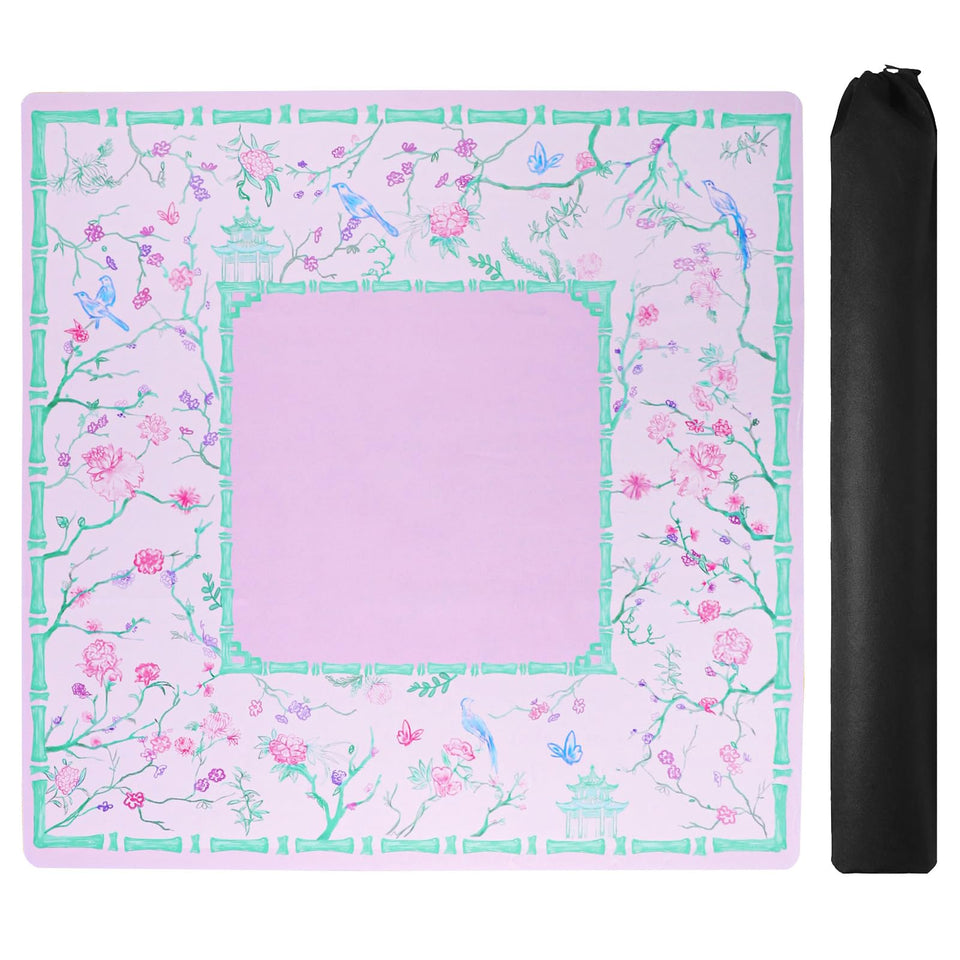 TIASUSAN mahjong mat 31.5 inch purple and green surface for smooth gameplay.