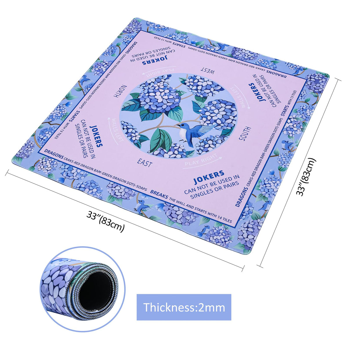 TIASUSAN Mahjong mat anti-slip back keeps surface steady during play