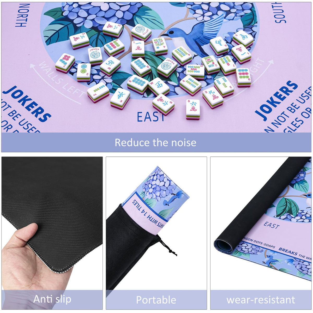 TIASUSAN Mahjong mat with carrying bag enables convenient transport