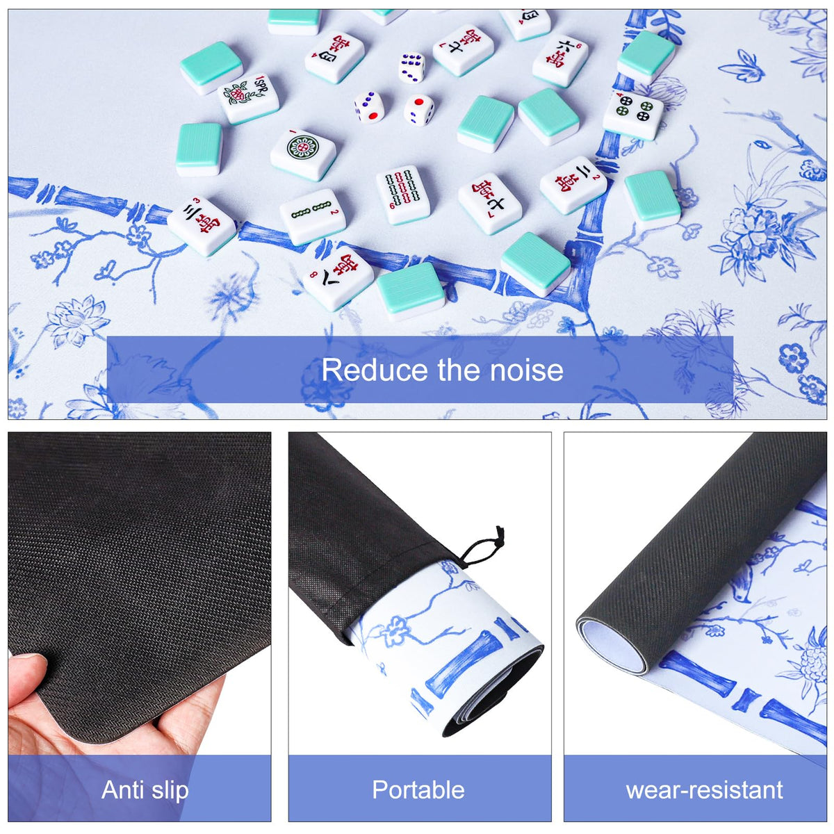 TIASUSAN noise-reducing surface minimizes tile noise for quieter game nights.
