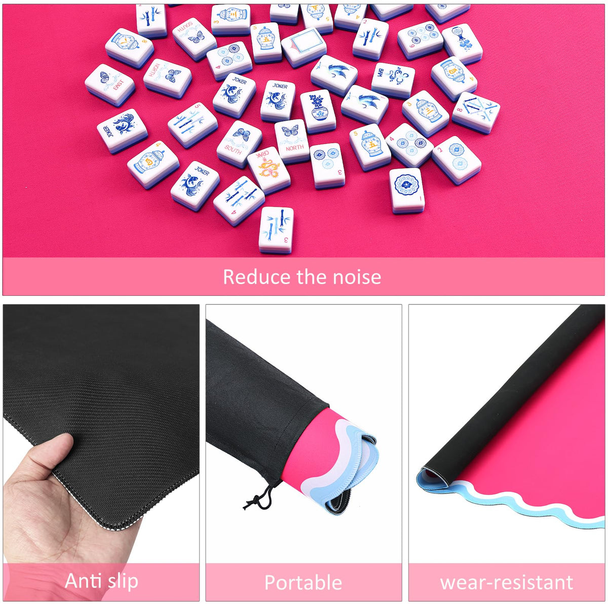 TIASUSAN Mahjong Mat reduces table noise for quieter sessions.