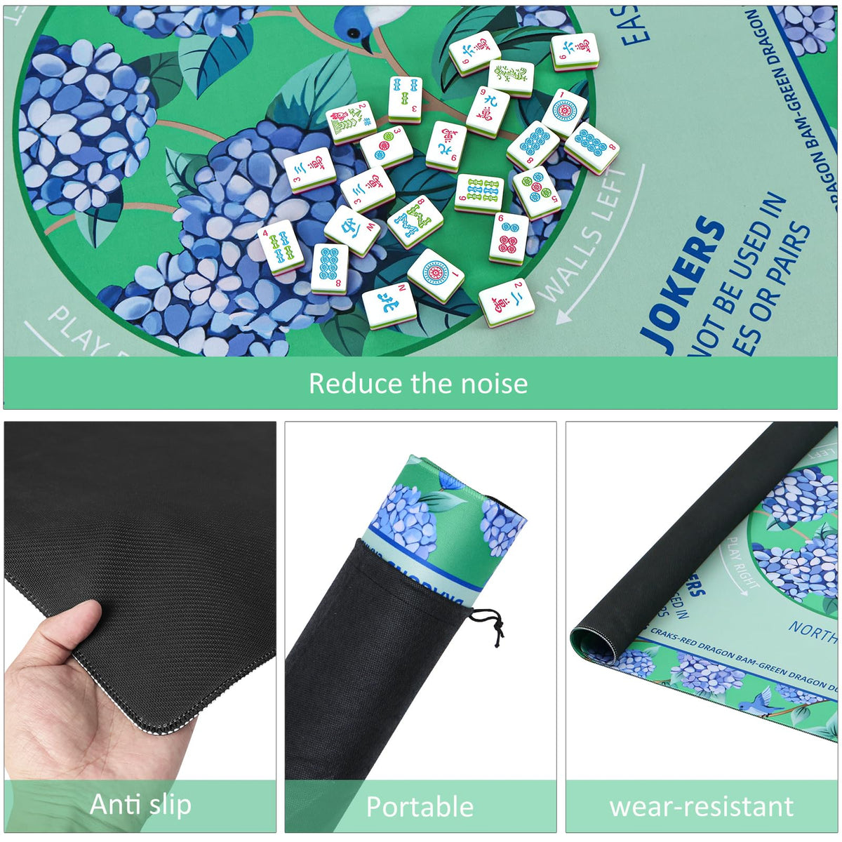 TIASUSAN mahjong mat with non-slip back keeps play steady.