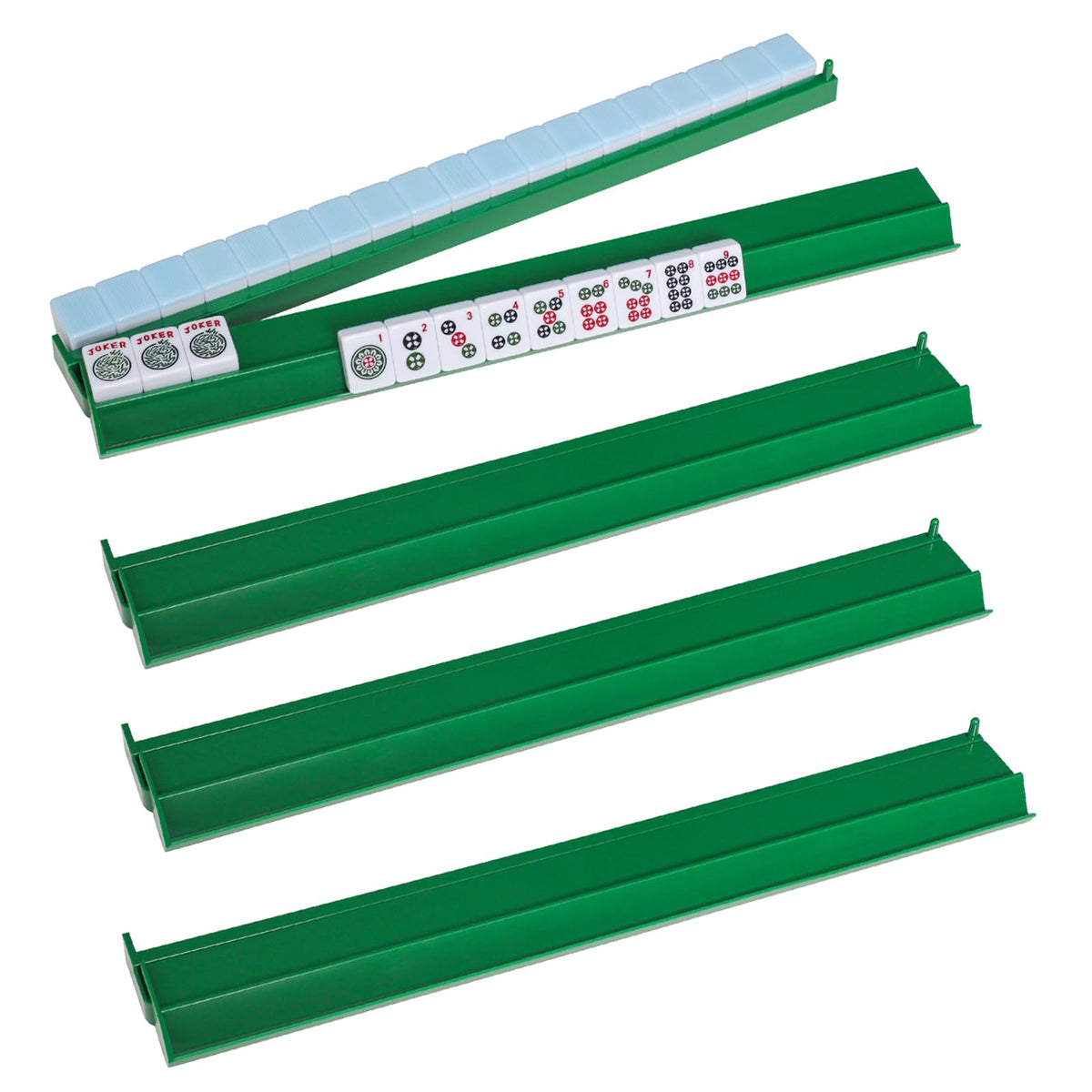 TIASUSAN mahjong racks with pushers green 4-pack keeps tiles organized during play.