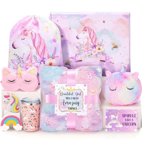 Tiblue Unicorn Gifts Box glow blanket glows in dark for cozy nighttime fun.