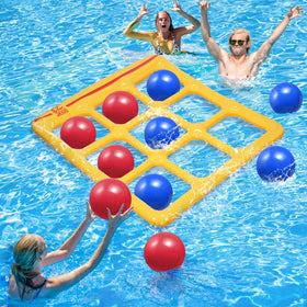 TicTac Shot inflatable board in pool, 56 by 54 inches for roomy group play