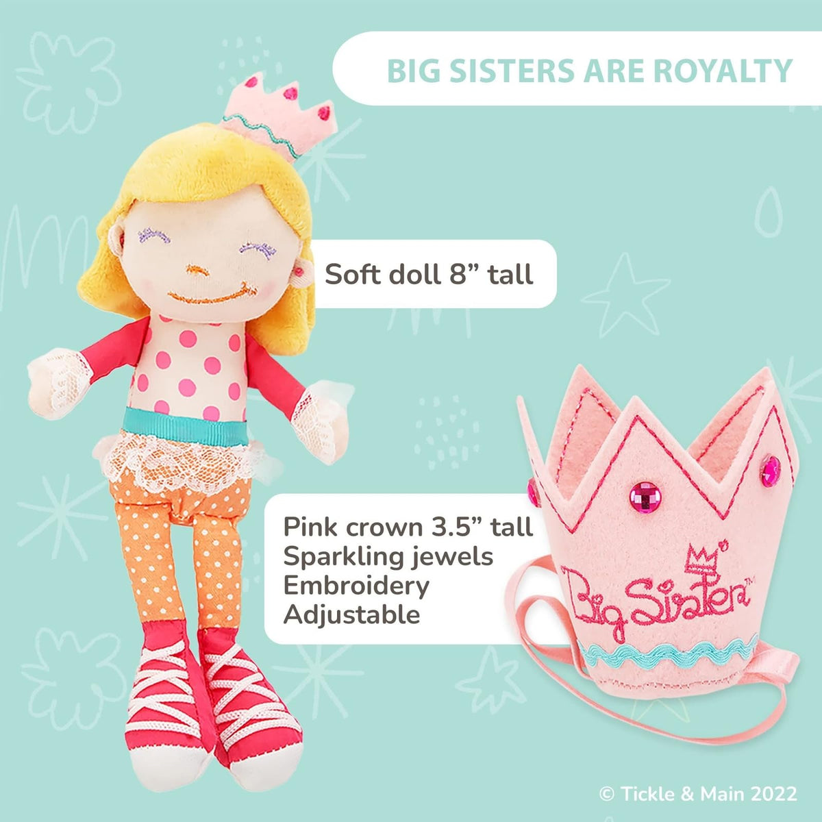 Tickle & Main adjustable felt crown fits growing Big Sister with sparkle