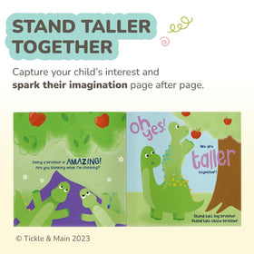 Tickle & Main dinos with hook-and-loop connection enable easy, interactive sibling play.