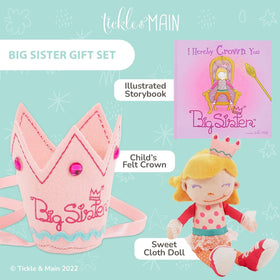 Tickle & Main I Hereby Crown You Big Sister storybook with warm crown moment