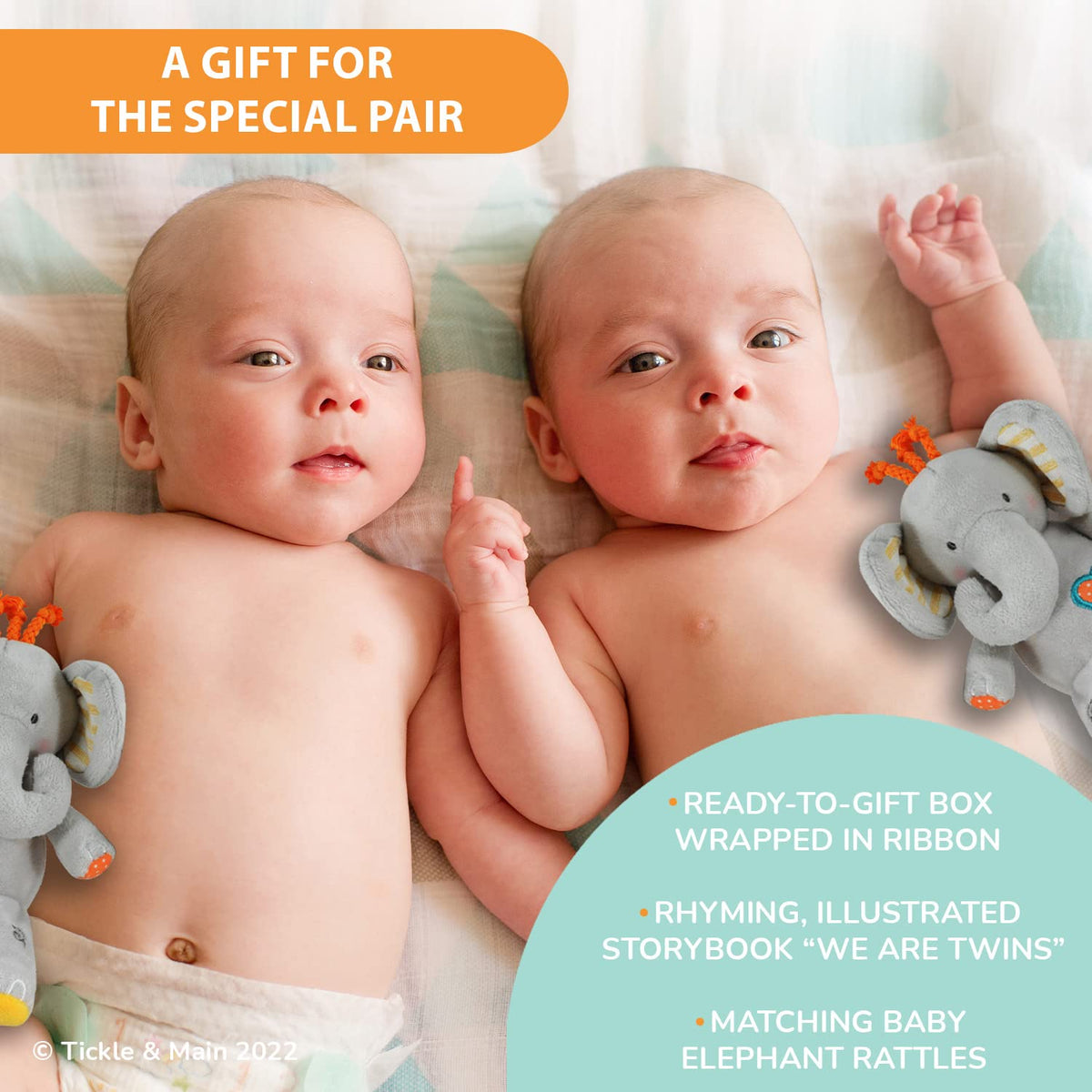 Tickle & Main plush elephant rattle one soft sensory toy for newborns