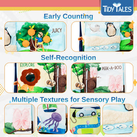 Tidy Tales Busy Book button page develops grasp and coordination