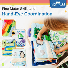 Tidy Tales Busy Book Velcro page invites tactile exploration