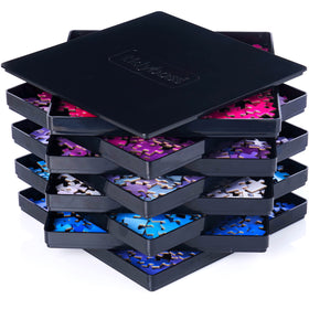 Tidyboss 8-piece puzzle trays with lid keep pieces organized during sorting.