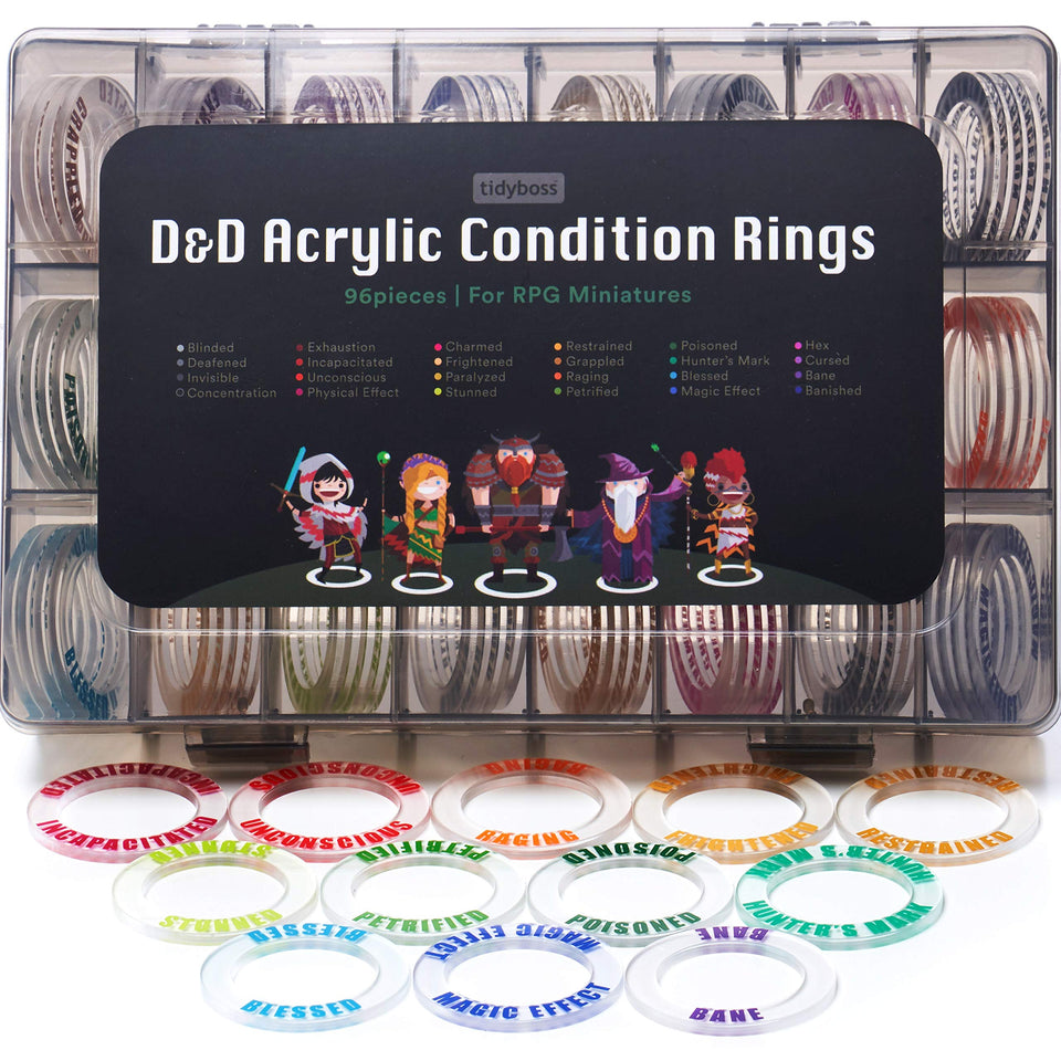 TIDYBOSS 96-pcs status markers full set for clear status tracking in D&D.